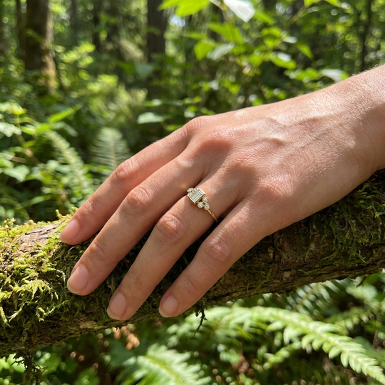 Cleopatra Baguette Ring - baguette-cut diamond ring - three-quarter view - Lucano