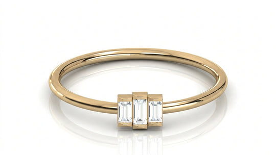 Tre Baguette Ring - baguette diamond ring - front view - Lucano