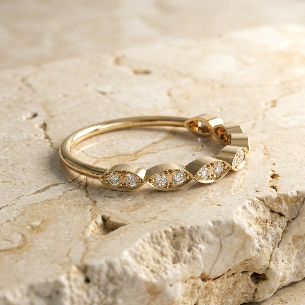 Vigna Marquise Ring - marquise diamond eternity ring - front view - Lucano