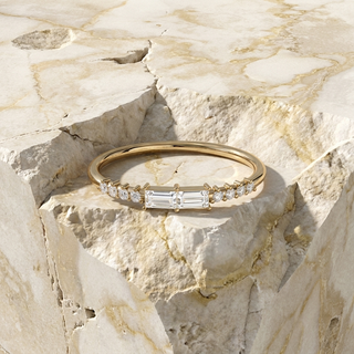 Pilastro Baguette Ring - baguette diamond stacking ring - front view - Lucano