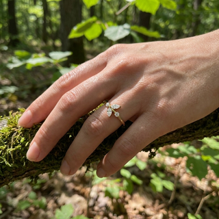 Lauro Trio Marquise Ring - marquise-cut diamond ring - three-quarter view - Lucano
