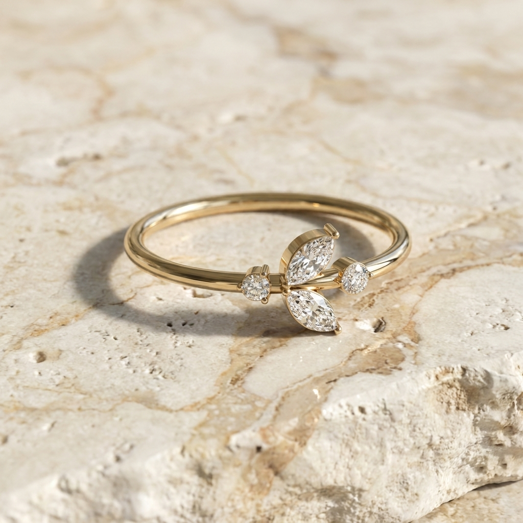 Lauro Trio Marquise Ring - marquise-cut diamond ring - on hand - Lucano