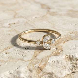 Lauro Trio Marquise Ring - marquise-cut diamond ring - on hand - Lucano