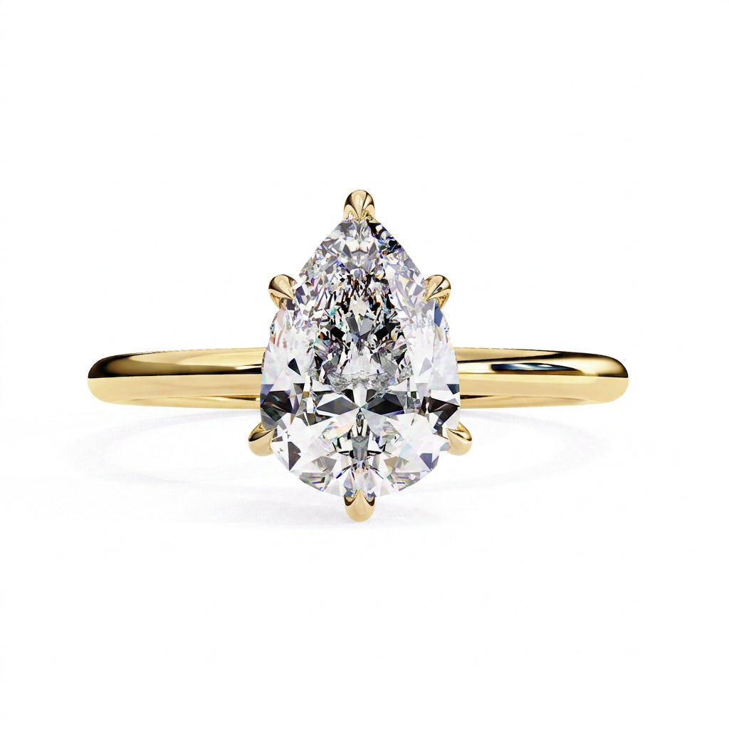 Ember Pear Ring - pear cut diamond engagement ring - front view - Lucano