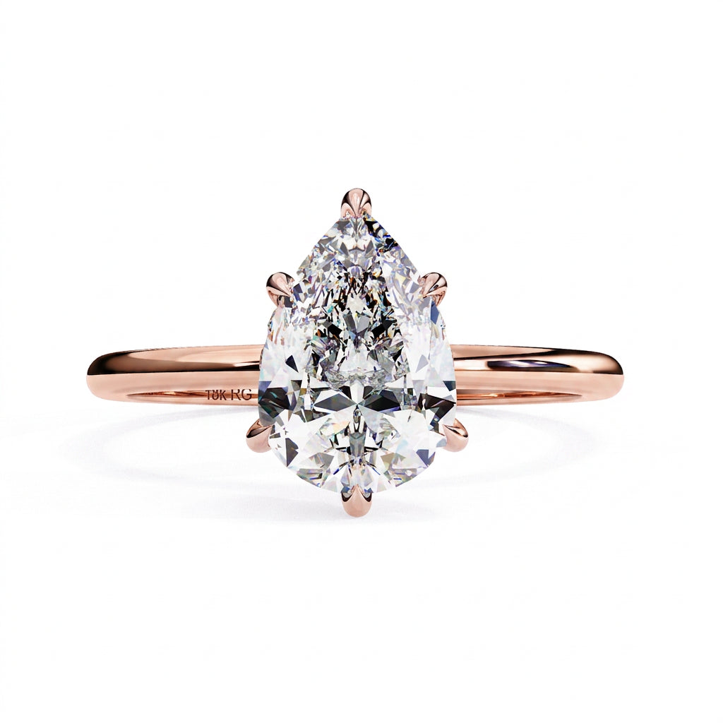 Ember Pear Ring - pear cut diamond engagement ring - detail close-up - Lucano