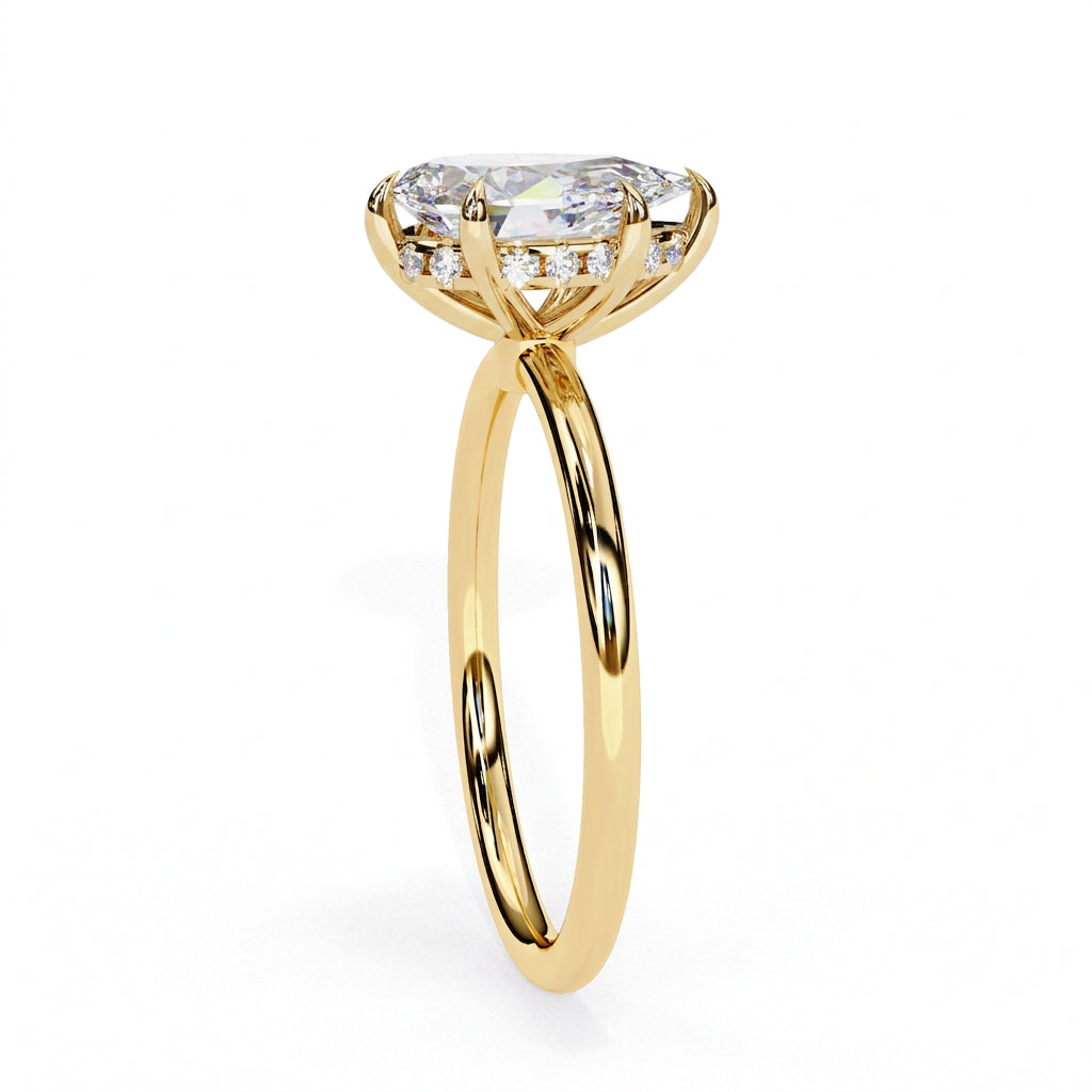 Ember Pear Ring - pear cut diamond engagement ring - top view - Lucano
