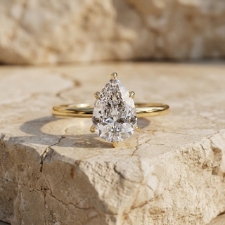 Ember Pear Ring - pear cut diamond engagement ring - angled view - Lucano