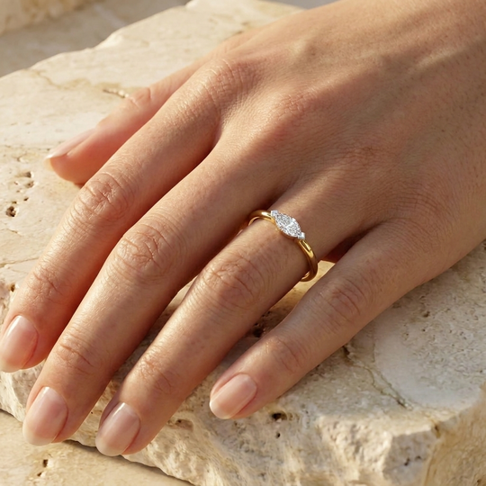 Marquisa Ring - marquise diamond promise ring - on hand - Lucano