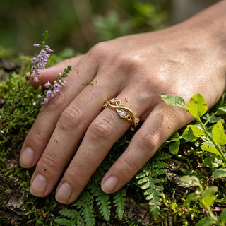 Vine Ring - diamond stacking wedding band - on hand - Lucano