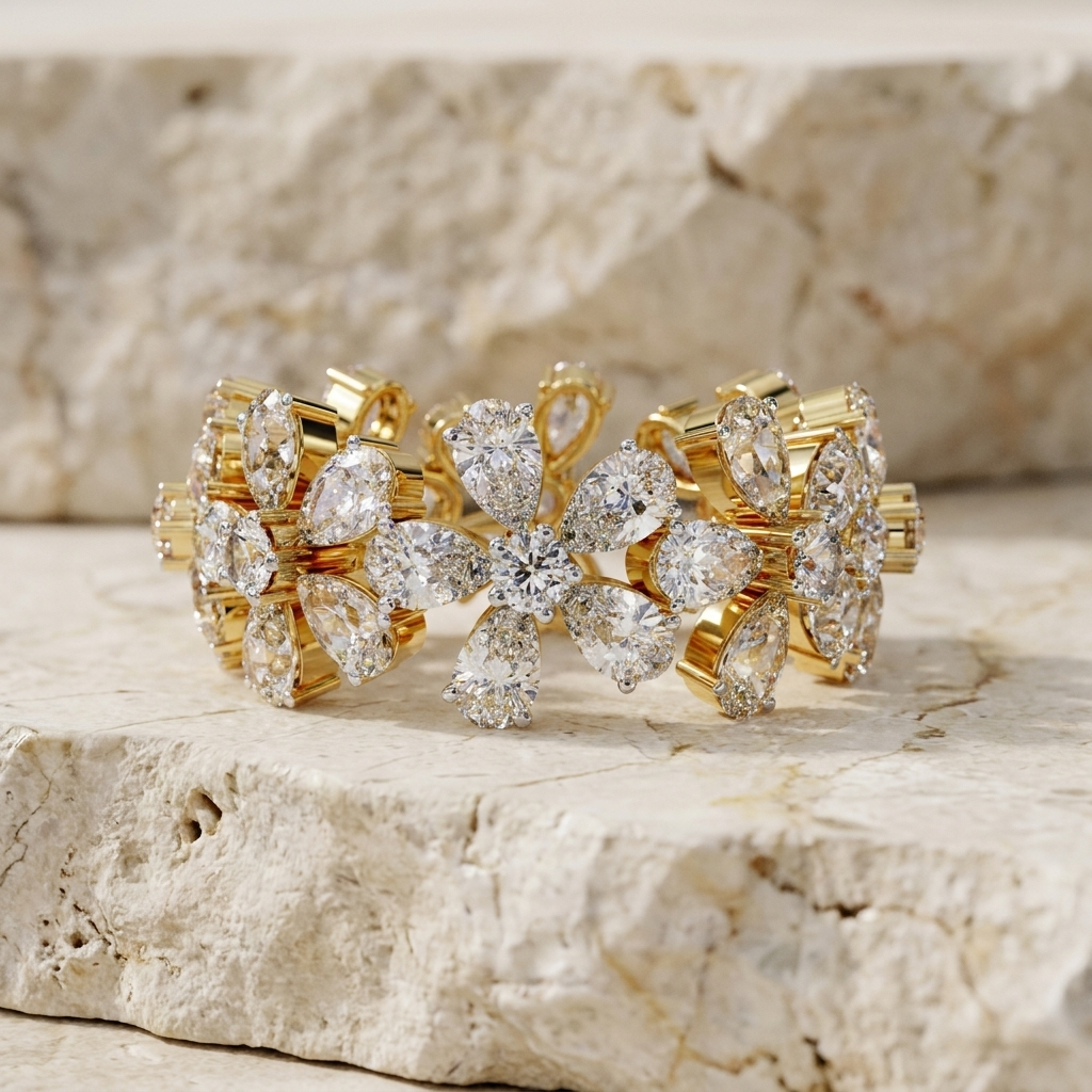 Petal Ring - 4ct diamond eternity ring - front view - Lucano