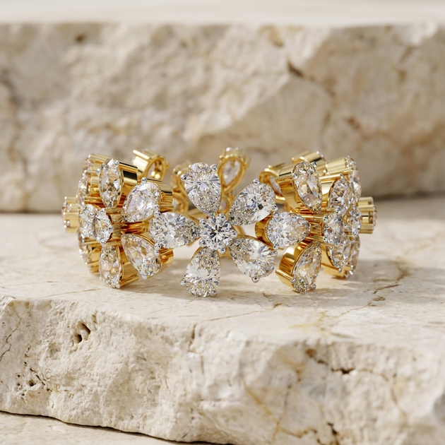 Petal Ring - 4ct diamond eternity ring - front view - Lucano