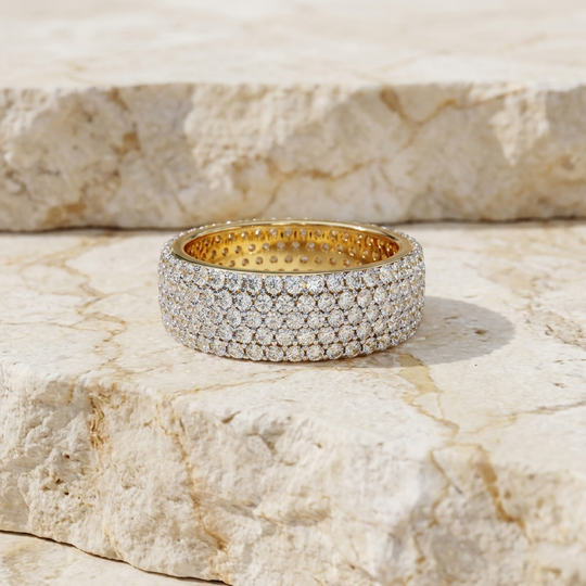 Fascia Diamond Ring - wide diamond eternity ring - front view - Lucano