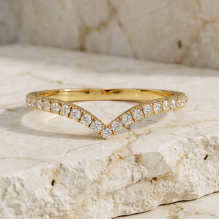 Diamond V Ring - diamond chevron wedding band - front view - Lucano