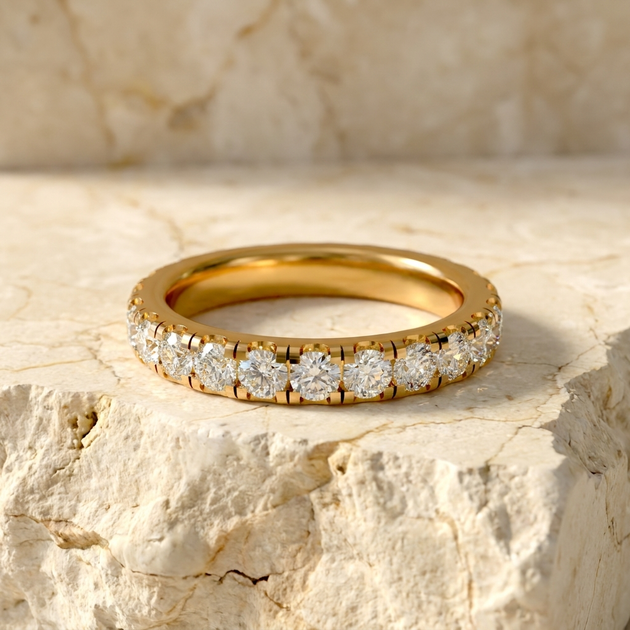Vesta Band - round brilliant diamond eternity ring - front view - Lucano