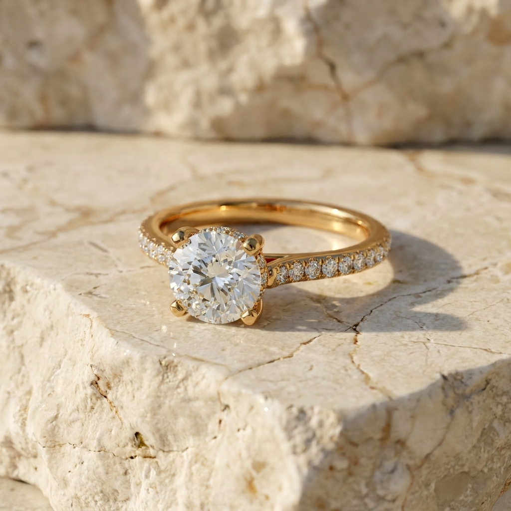 Luce Solitaire Ring - solitaire engagement ring - front view - Lucano
