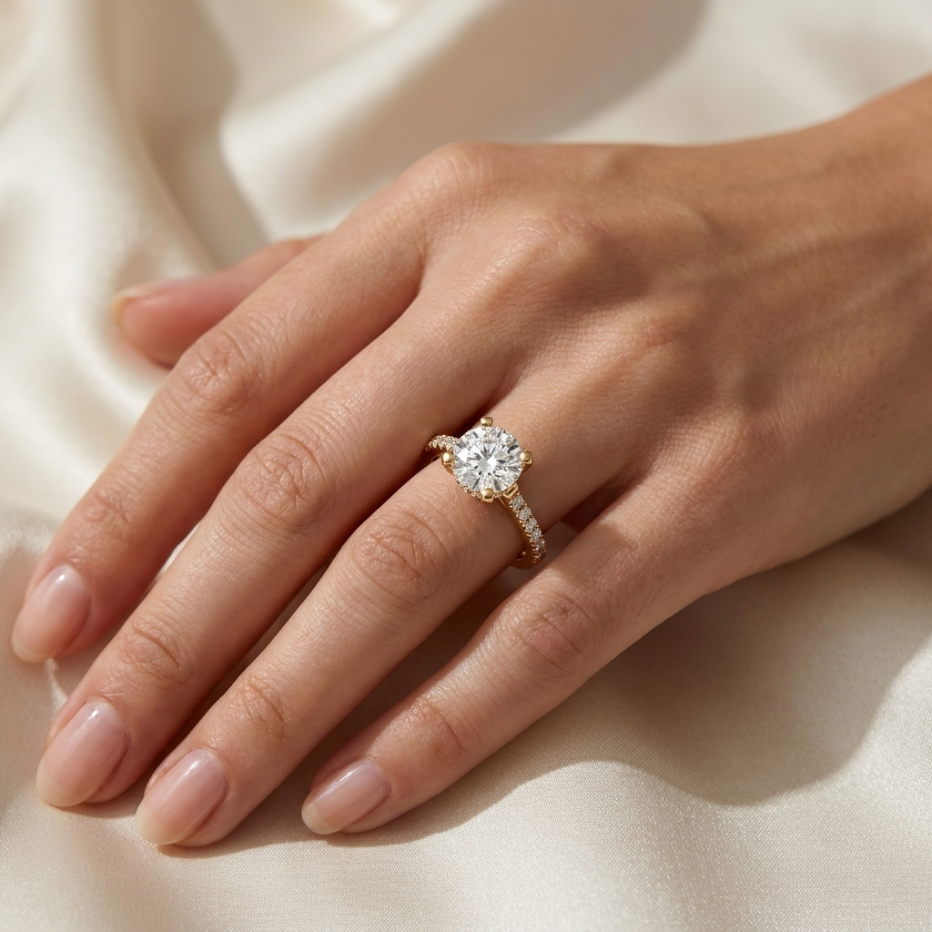 Luce Solitaire Ring - solitaire engagement ring - on hand - Lucano