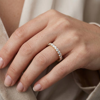 Theia Round Eternity Ring - slim diamond eternity ring - on hand - Lucano