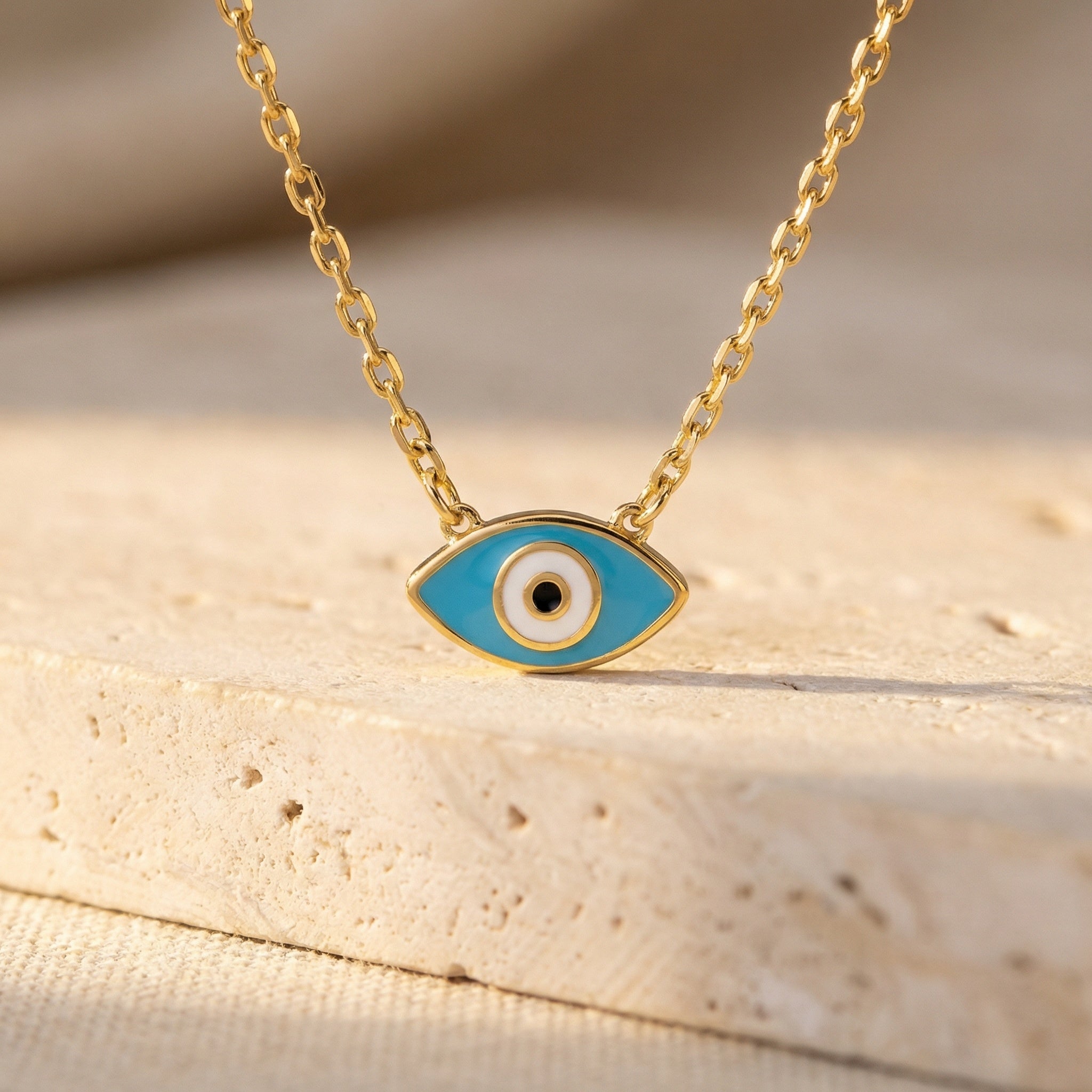 Lucano enamel evil eye gold pendant on a fine chain