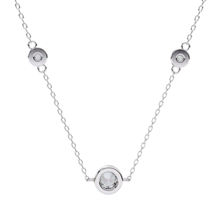 Lucano white gold necklace with three bezel-set diamonds on a delicate cable chain. Elegant and timeless.