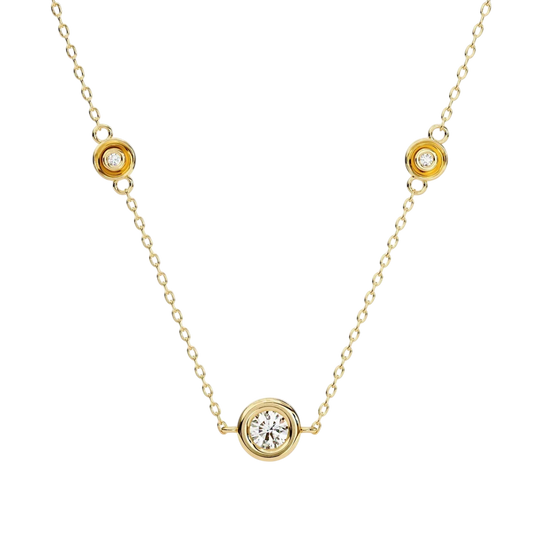 Stelle Trio Bezel Necklace - bezel-set diamond necklace - front view - hand-made in Byron Bay Hinterland, Australia by Lucano Fine Jewellery