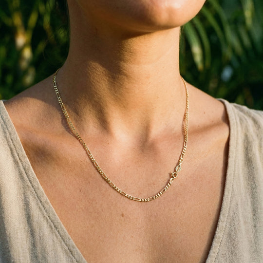 Capezzina Chain - Italian mariner-link gold chain - side profile - Lucano