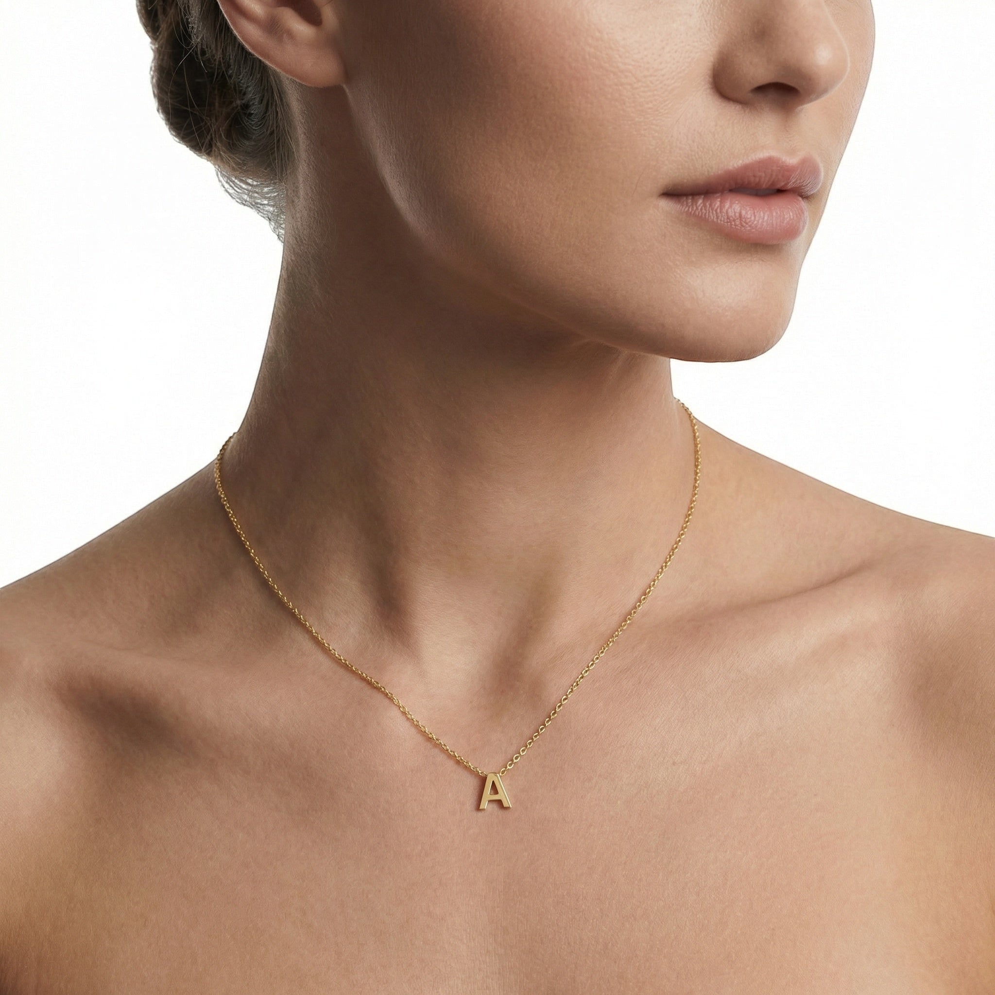 Letterina Necklace - 9ct gold initial necklace, Italian-made chain, handcrafted by Lucano