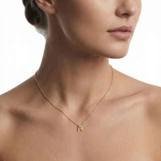 Letterina Necklace - 9ct gold initial necklace, Italian-made chain, handcrafted by Lucano