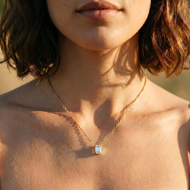 Concordia Pave Bar Necklace - solid gold diamond bar pendant - front view - hand-made in Byron Bay Hinterland, Australia by Lucano Fine Jewellery