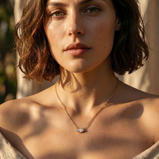 Navette Marquise Pendant - lab-grown diamond necklace - hand-made in Byron Bay Hinterland by Lucano Fine Jewellery