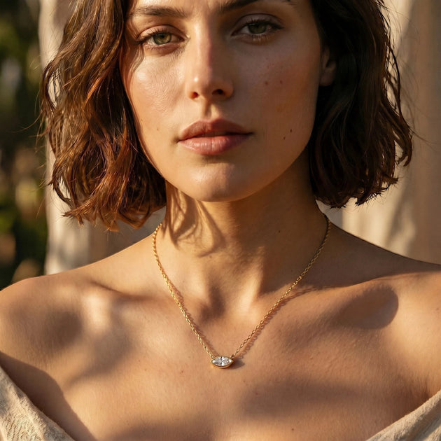 Navette Marquise Pendant - lab-grown diamond necklace - hand-made in Byron Bay Hinterland by Lucano Fine Jewellery