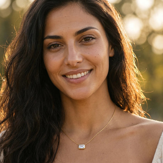 Imperia Emerald Pendant - emerald-cut diamond pendant - front view - hand-made in Byron Bay Hinterland, Australia by Lucano Fine Jewellery