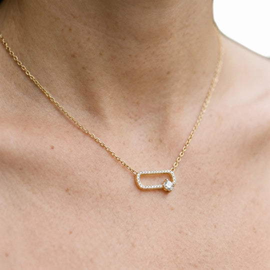 Catena Pave Link Necklace - cushion-cut diamond pendant - front view - hand-made in Byron Bay Hinterland, Australia by Lucano Fine Jewellery