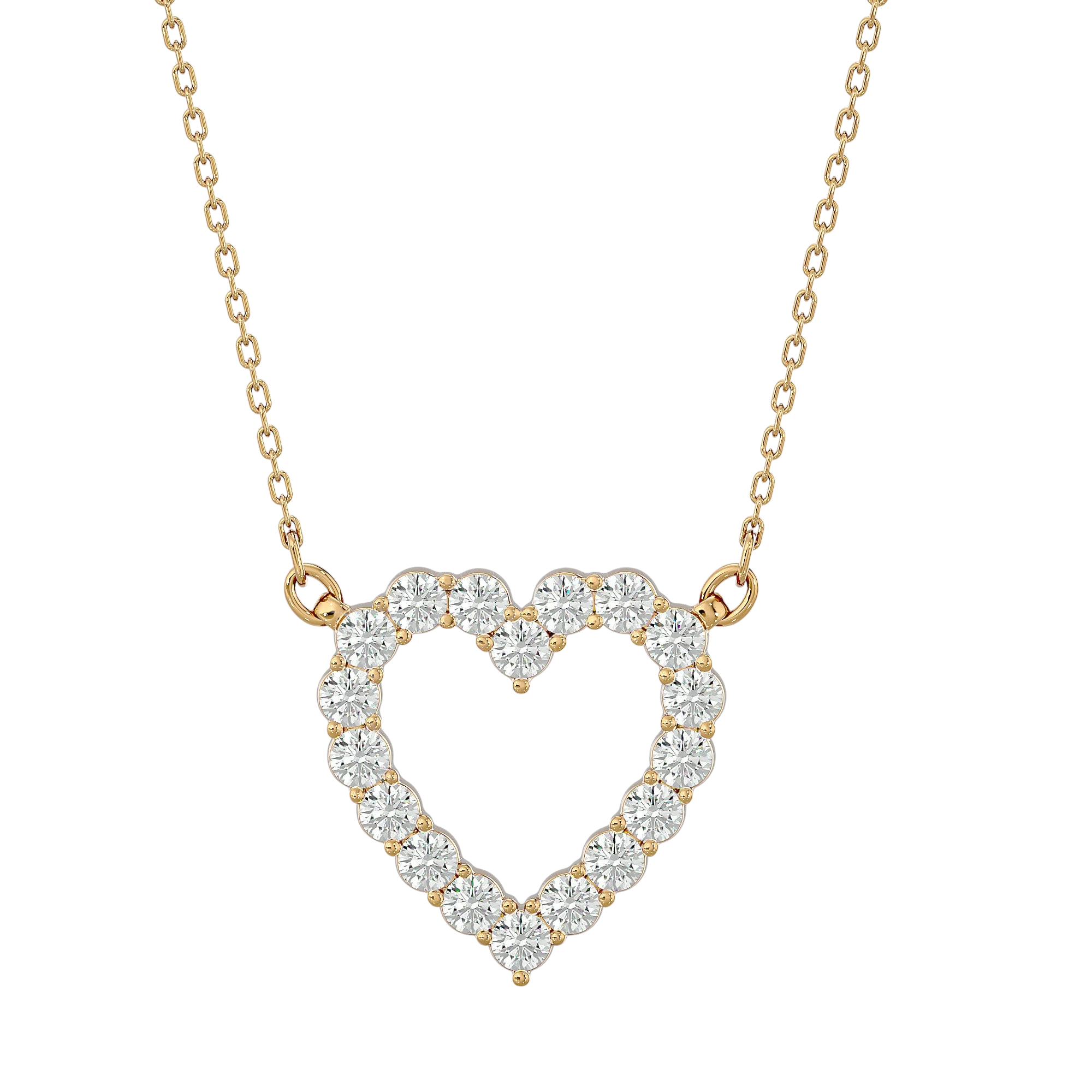Love Heart Necklace - pave diamond heart pendant in gold, front view - handcrafted in Byron Bay Hinterland, Australia by Lucano