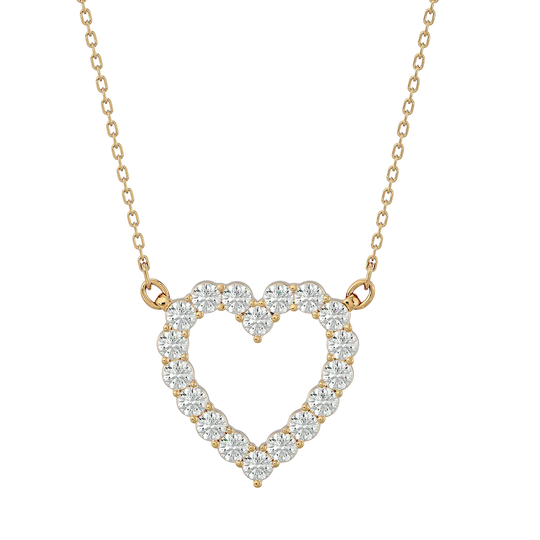 Love Heart Necklace - pave diamond heart pendant in gold, front view - handcrafted in Byron Bay Hinterland, Australia by Lucano
