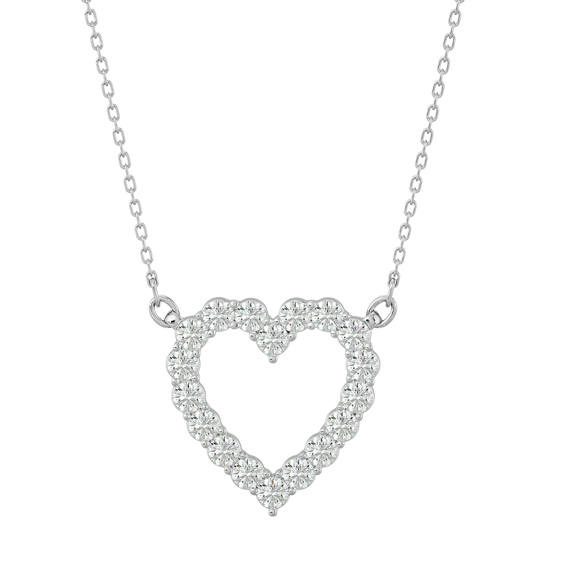 Love Heart Necklace - diamond heart pendant on cable chain, angled view - Lucano Byron Bay